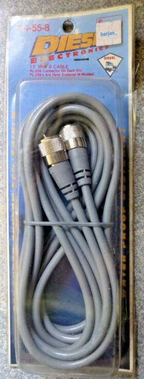 Pl-259 Diesel Electronics 4-55-8 12ft Cb Antenna Mini-8 Coax Cable Connectors Gray Nos