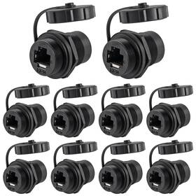 Da12086-1 Dorhea 10 Pcs Rj45 Connector Cat6 8p8c Panel Mount Shielded Ethernet Lan Bulkhead