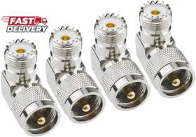 Eifagur 744110730494 Uhf Male Pl-259 To Female So-239 L Shape Right Angle 90 Degree Rf Coax Coaxi