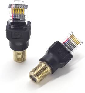 Elnone 445019059046 2pcs Rf To Rj45 Converter Adapter F Female Male Coaxial Barrel Coupler A