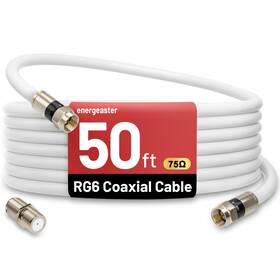 Energeaster 000116 50ft Rg6 Coaxial Cable With F-type Connector Coax Cord Extender High
