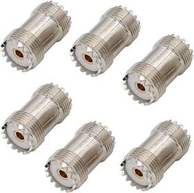 Pl259 Exgoofit 445003253245 So239 Barrel Connector 6-pack Coupler Uhf Female To Rf Adapter Coax