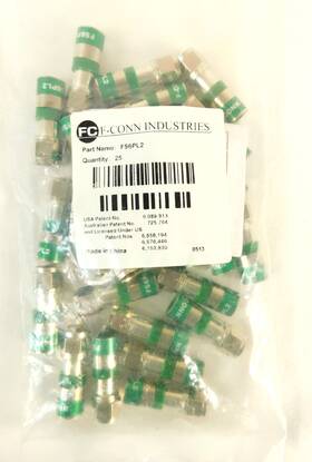 Fs6pl2 F-conn Rg6 Or Rg59 Plenum Type Coaxial Compression Connector - 25 Pack
