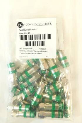 F-conn Fs6u F-conn Rg6 Coax Coaxial Compression Connector - Bag Of 25
