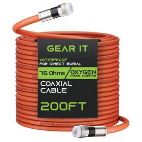 Gearit 815248022680 Coaxial Cable For Direct Burial 200ft Rg6 70 Ohm Rf Rubber Boot Waterproof