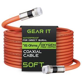Gi-coax-bur-50f Gearit Coaxial Cable For Direct Burial 50ft Rg6 70 Ohm Rf Rubber Boot Waterproof U