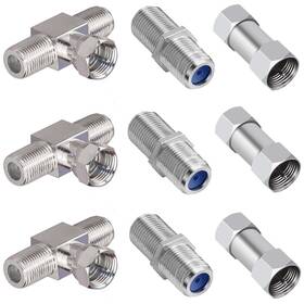 Ljt-003 Groword F-type Coax Connector Kit - Rg6 Coaxial Cable Adapter 3 Way Split