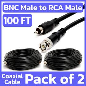 Rg59 Hdmi And More 619162053405 2 Pack 100 Feet Bnc To Rca Cable Adapter Coaxial Wire Cctv Audio Video Cord Rg59 Hdmi And More 619162053405 2 Pack 100 Feet Bnc To Rca Cable Adapter Coaxial Wire Cctv Audio Video Cord