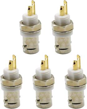 Hxchen X2019050353 Bnc Female Jack Bulkhead Solder Panel Mount Insulated Coax Rf Connector - 5 Pcs