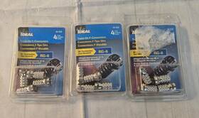 84-039 Ideal Nip Lot Of 3 Packs 12 Total Rg-6 F Twist-on Connectors