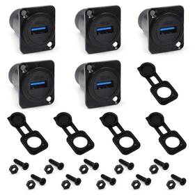 Ip67 Itvexeme 749877312914 5pcs Usb 3.0 Panel Mount Connector Pass Through Female T