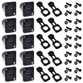 Ip67 Itvexeme 749877312921 10pcs Usb 3.0 Panel Mount Connector Pass Through Female