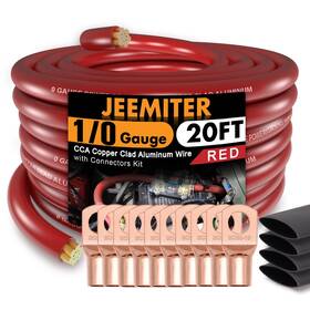 Hs0846 Jeemiter 1/0 Gauge Wire 20ft Copper Clad Aluminum Caa Car Amplifier Power And Ground C