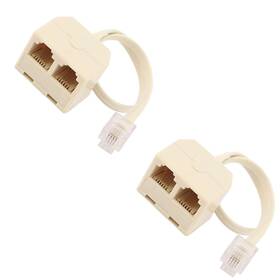 6p4c Linalife 673257105202 2pc Rj11 Male To Female 2 Way Outlet Telephone Jack Line Adapter Strik Inch