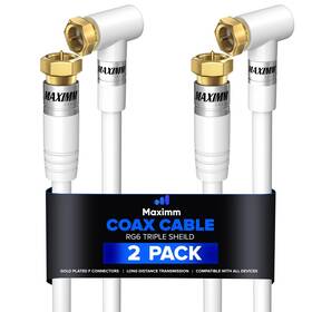 Maximm 842113184822 Coaxial Cable Rg6 With A Right Angle 90-degree Connector 2 Ft Pack Coax Maximm 842113184822 Coaxial Cable Rg6 With A Right Angle 90-degree Connector 2 Ft Pack Coax