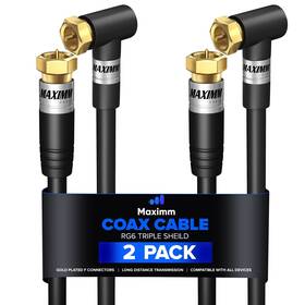 Maximm 842113185195 Rg6 Coaxial Cable With 90 Angled Connector 20ft / Black 2 Pack Triple Shielded Maximm 842113185195 Rg6 Coaxial Cable With 90 Angled Connector 20ft / Black 2 Pack Triple Shielded