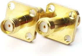 Mmsmaff4h2 Maxmoral 2pcs Sma Female To Connector With 4-hole Flange Rf Gold
