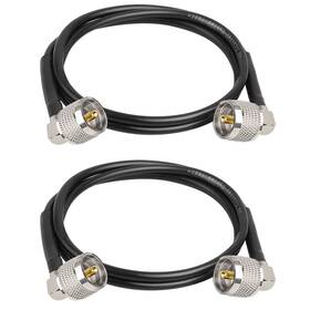 Pl-259 Mookeerf 639394776828 Cb Coax Cable - 2pcs 3ft Rg58 Uhf Male To Right Angle Coaxial Cab