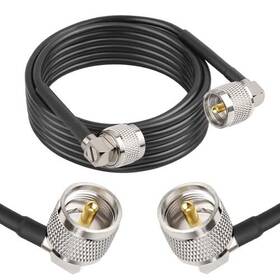 Pl-259 Mookeerf 639395257203 Cb Coax Cable - 15ft Rg58 Uhf Male To Right Angle Coaxial L