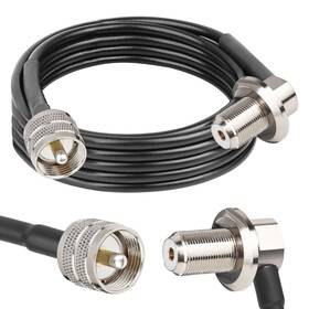 So239 Mookeerf 658359674115 Rg58 Uhf Pl259 Male To Female Right Angle Bulkhead Mount Cable - 10ft C