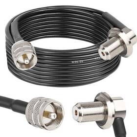 So239 Mookeerf 658361452107 Rg58 Uhf Pl259 Male To Female Right Angle Bulkhead Mount Cable - 25ft C
