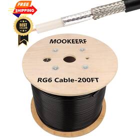Mookeerf 706531250135 Moookeerf Rg6 Coaxial Cable 200ft 18 Awg 75 Ohm Dual Shield Black