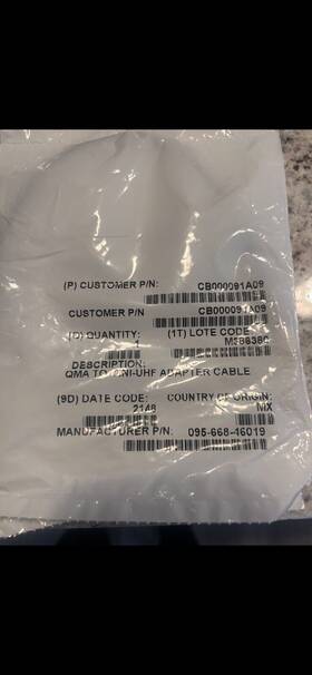 Cb000091a09 Motorola Apx8500 Radio Qma To Mini Uhf Adapter Cable