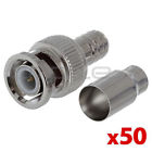 N-e-1161 Lot Of 50 Cmple Bnc Male Crimp On Coax Coaxial Connector Adapter