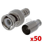 N-e-1165 Lot Of 50 Cmple Bnc Male Crimp On Coax Coaxial Connector Adapter