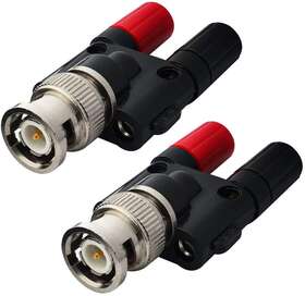 Ol-4249-2x Onelinkmore Bnc Male Plug To 2x 4mm Dual Banana Female Jack Socket Binding Post Rf Coax