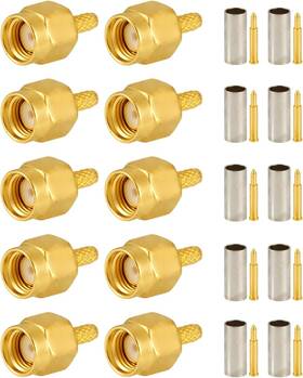 Vco039-us Pobady 10 Pcs Sma Connectors Male Crimp Connector For Rg316 Rg174 Rf Coax Cable