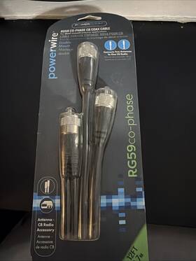 215-34312 Powercomm 12 Foot Black Rg59/u Co-phase Coax Cb Radio Dual Antenna Coaxial Cable 12ft 215-34312 Powercomm 12 Foot Black Rg59/u Co-phase Coax Cb Radio Dual Antenna Coaxial Cable 12ft