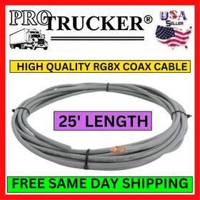 Rg8x-25 Pro Trucker Rg8x 25ft Cb Radio Coax Cable Mini 8 Antenna Ham Truck Usa Made Gray