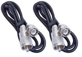 Pl259 Procomm P3bnc 2 Lot Cb 3 Foot Rg58 Coax Cable With To Bnc Male Connector
