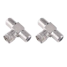 Qdishi 795063617349 Coaxial Cable Splitter 2 F Female To 1 Male Pack 3 Way Connector Adapter