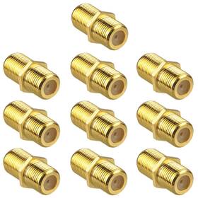 Qdishi 795063617356 10 Pack Coaxial Cable Connector Rg6 Coax Extender Ftype Gold Plated Adapte