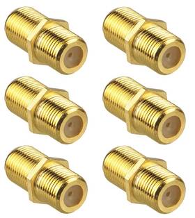 Qdishi 795063617370 6 Pack Coaxial Cable Connector Rg6 Coax Extender F-type Gold Plated Ad