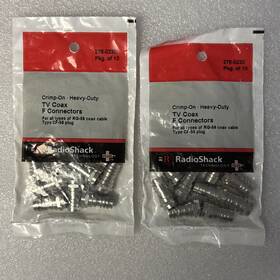 278-0230 Radioshack Lot Of 2 Radio Shack Crimp-on Heavy Duty Rg-59 Coax F Connectors 278-0230. New