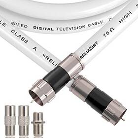 Reliagint 756839615655 30ft Rg6 White Coaxial Cable With F Pin Connector F81 Double Female Extensi