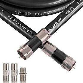 Reliagint 796167886884 3ft Rg6 Patch Cable Black 75 Ohm Coaxial With F Connector F81 Double