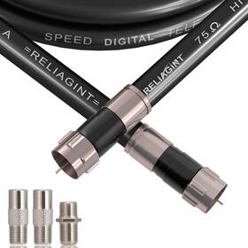 Reliagint 796167886907 10ft Rg6 Coaxial Cable Black 75 Ohm Coax With F Connector And F81 Double