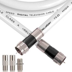 Rl-rg6q-25f-wht Reliagint 25ft Rg6 Coaxial Cable White 75 Ohm Coax With F Connector And F81 Double