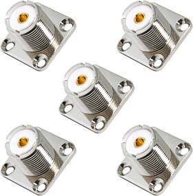 Rfadapter 705353521591 Uhf Panel Mount 5 Pack Female So239 Chassis 4-hole Jack Flange Solder Cup