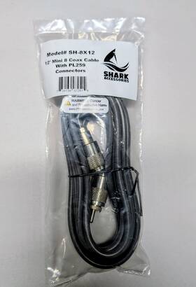 Sh-8x12 Shark - 12 Foot Mini 8 Plug To Coax Assembly Ft Rg8x