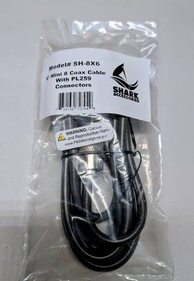 Sh-8x6 Shark - 6 Foot Mini 8 Plug To Coax Assembly Ft Rg8x