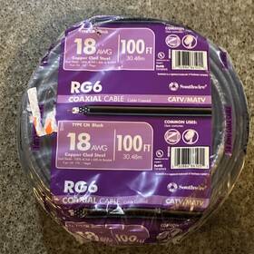 E233577 Southwire Rg6 Coaxial Cable 18 Awg Copper Clad Steel 100 Ft Black Dual Shield E233577 Southwire Rg6 Coaxial Cable 18 Awg Copper Clad Steel 100 Ft Black Dual Shield