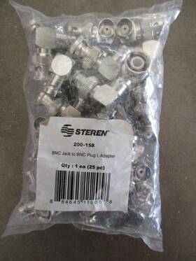 200-158 Steren 25 Pack Bnc L Adapter Right Angle 90 Commercial Grade M-f New
