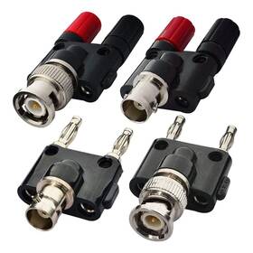 Thsinde 7890201660867 4 Pack Bnc Male/female To Dual Banana Female/male Socket Binding Post Rf Coax Co