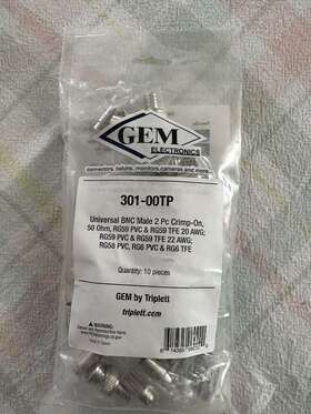 Rg59 Triplett 614395060213 Gem Bnc Crimp On Connectors For Rg58 Pvc And Tfe Rg6 T