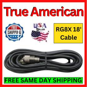 True American Rg8x-18b Tac Amphenol Pl-259 Black 96% Shield Cable Wire Top Grade